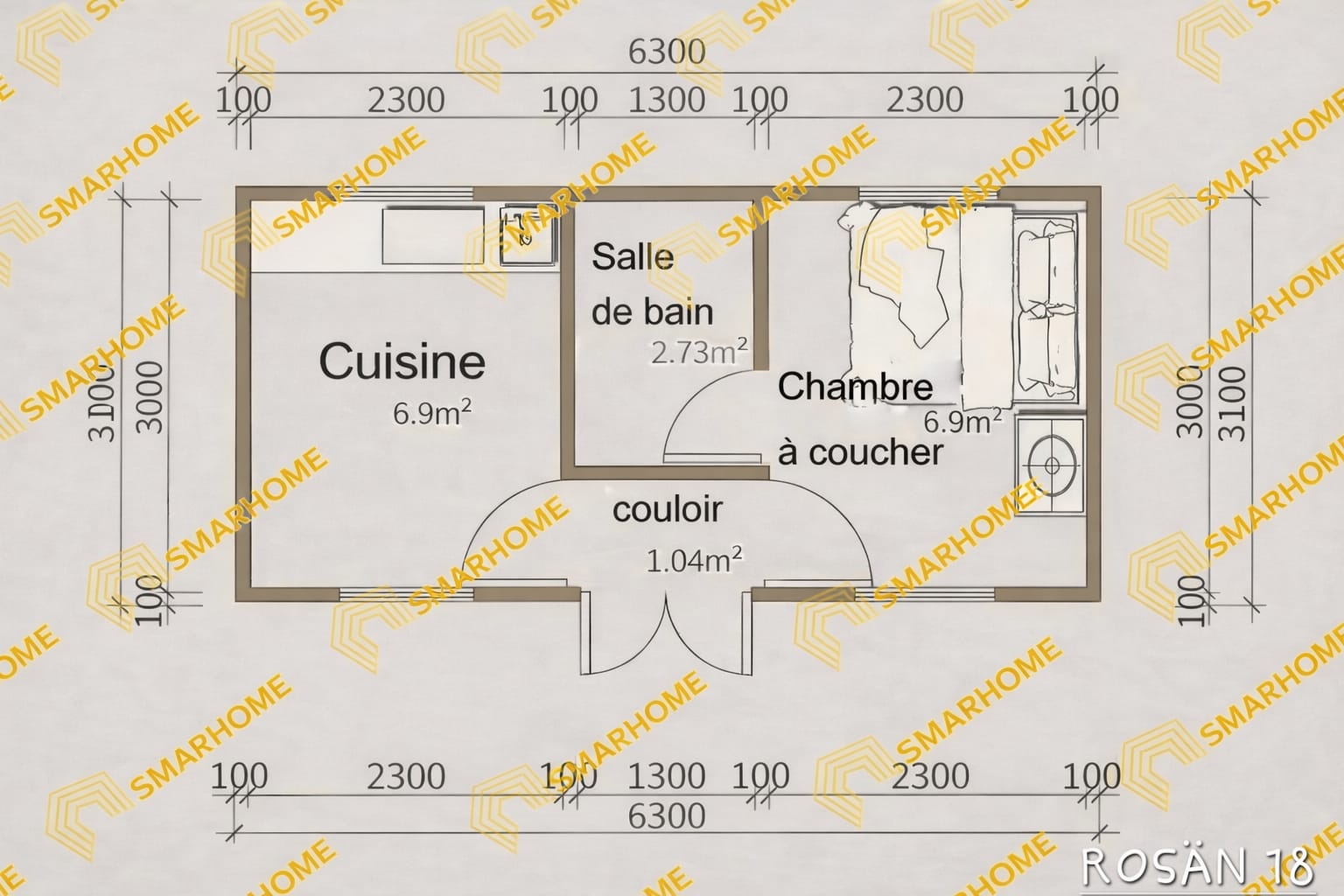 Plan ROSÄN 18 m²